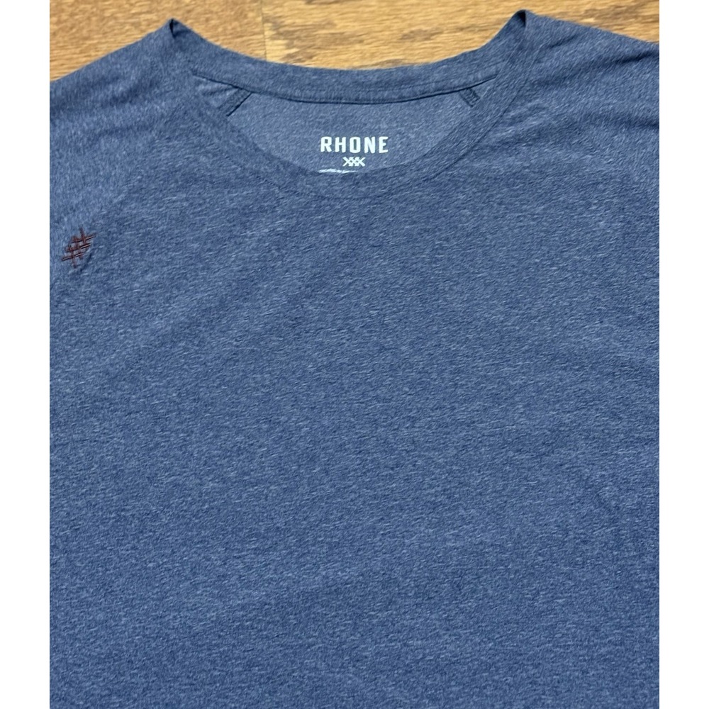 Rhone Reign T-Shirt Mens XL Performance Stretch Workout Train Tee XL Grey Blue